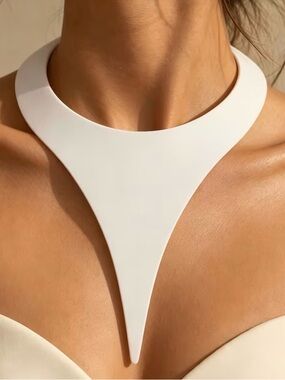 Minimalist White V-Tip Statement Necklace
